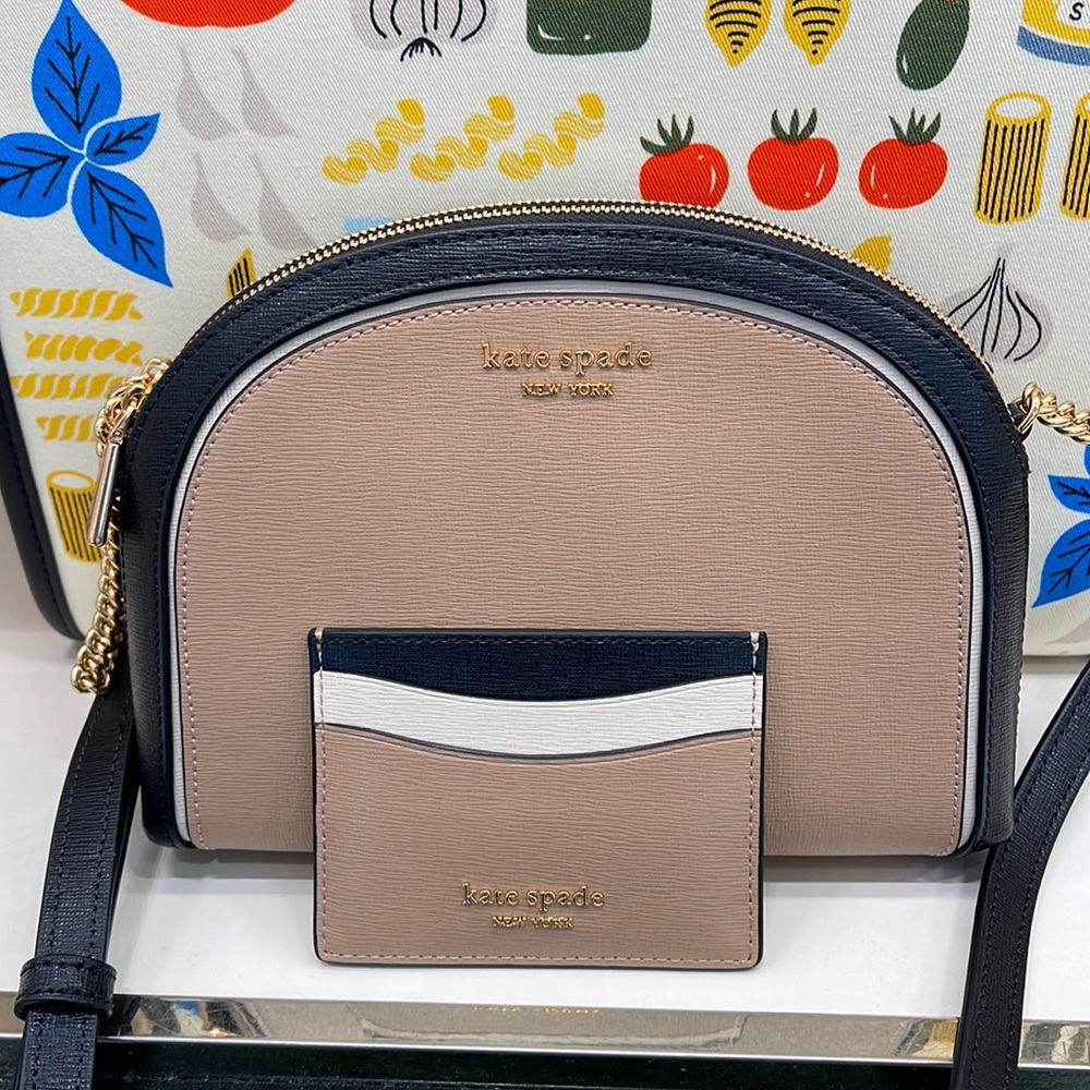 Kate Spade Morgan Colorblocked Double-zip Dome Crossbody & Morgan Cardholder NWT